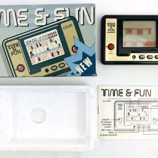 V-Tech Time & Fun Escape 1981 LCD Handheld Game Boxed vB